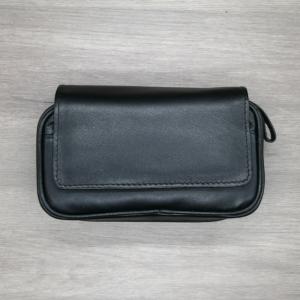 Black Leather Pipe Bag - Fits 2 Pipes